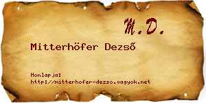 Mitterhöfer Dezső névjegykártya